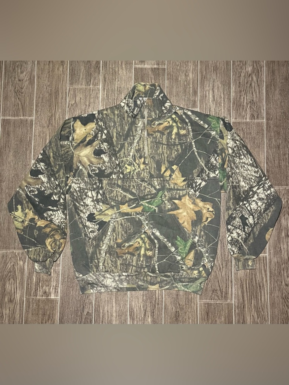 Vintage Jerzees Outdoors Camo Mossy Oak 1/4 Zip Sweatshirt Men’s Large